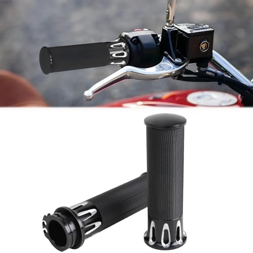 DREAMIZER 1/25 mm Motorrad Griffe CNC Aluminium Lenkergriffe Kompatibel mit Harley Sportster Iron 883 Dyna Road Electra Glide Softail Touring