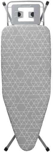 STANEW Bügelbrett 120 x 45 cm,Klappbares Bügelbretter Bügeltisch für Dampfbügeleisen,Sicherheitsschließsystem,höhenverstellbar,mit ausziehbarer Ablage für Kleidung,Integriertem Eisenständer (grau)