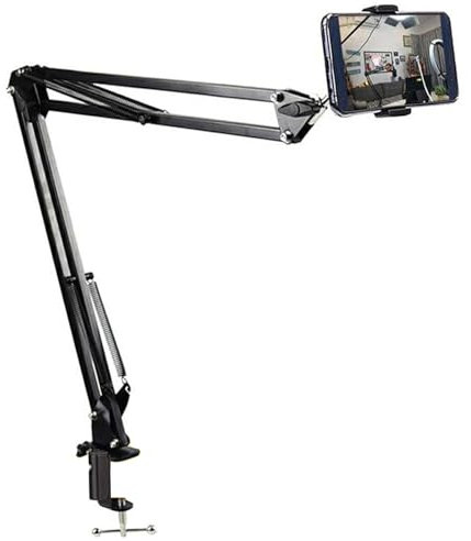 EDGIT Overhead Tripod for Phone - 360° Adjustable Phone Holder Arm, Overhead Phone Mount, Desk Tripod Clamp, Phone Holder for Video Recording, Streaming & Filming, Cell Phone Holder for Desk