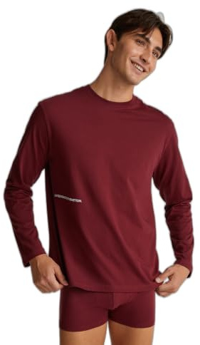 United Colors of Benetton Camiseta G/C M/L 30964M021 Parte Superior del Pijama, Rojo, S Hombre, Rojo, S