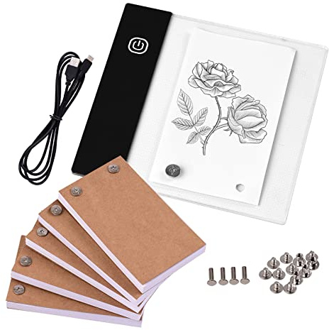 Kit de Livres à Rabat avec Bloc Lumineux LED avec 5 Livres à Rabat, Bloc Lumineux à Dessin alimenté par USB, LED Non Clignotante pour Croquis, Dessin, Calligraphie