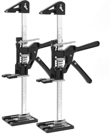 TINMAGI Lot de 2 bras d'économie, Élévateurs 39cm avec Échelle et Fonction de Réglage Fin, Régulateur de Hauteur, Lève-plaques Système de Nivellement pour Sols, Portes, Installation d'armoire