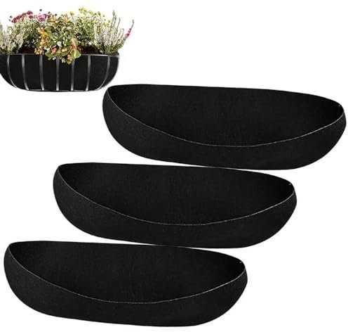Kouamor 3 Pack Felt Trough Planter Liners, 24/30/36″ Felt Window Box Liners, Wall Basket Liner, Wall Mounted Trough Liners, Non-Woven Liner for Planters Flower Garden Fence Window Outdoor (30 IN)