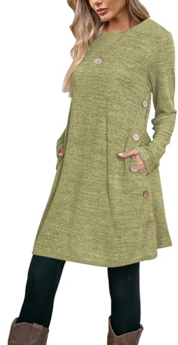 Poetsky Women Casual Flowy Knit Mini Dress Beach Cruise Outfits Pea Green