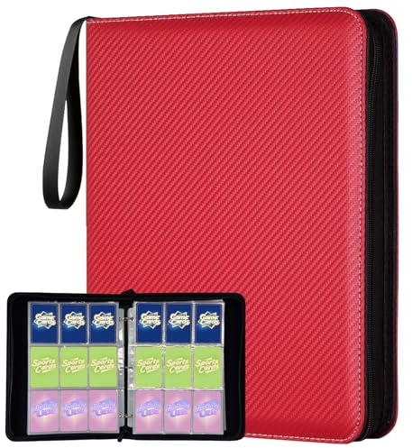 9 Pocket Trading Card Binder, Holds 1080 Cards with 60 Removable Double-Sided Sleeves, Premium Zipper Top Loader Card Collection Album, PU Card Folder Holder for MTG, TCG, Baseball, Sports Cards