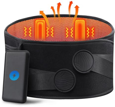 Cuscinetto riscaldante senza fili da 10000 mAh con massaggiatore per alleviare il dolore alla schiena, massaggiatore lombare da 127-170,2 cm con 3 calore e timer, 5 cuscinetti riscaldanti portatili a