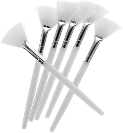 Cabilock 6 piezas Cepillos Abanico para Mascarilla Facial Pincel Aplicador de Barro para de Noche Diseño y Reutilizable para Cuidado de Piel