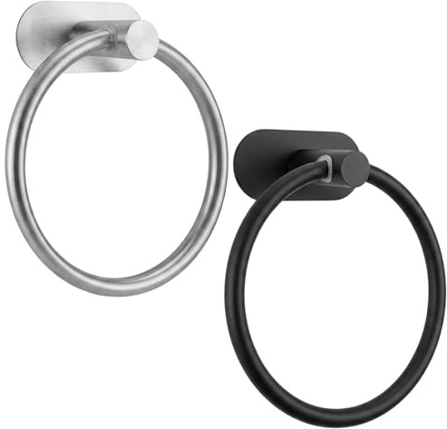 2 Pièces Porte-Serviettes, Anneau Porte-Serviettes Mural, Anneau Porte Serviette chromé, Acier Inoxydable Porte-Serviette, Porte Serviette Rond pour Salle de Bain, Cuisine