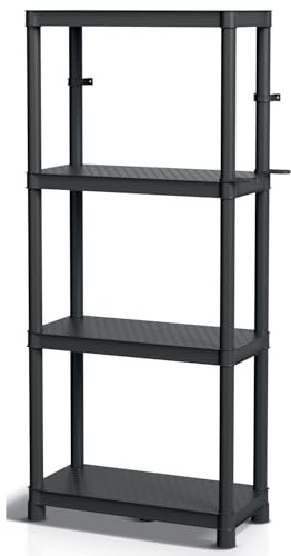 Kistenberg Stackaro Solid Plastic Workshop Shelving System Wall Mounted Modular Shelf for Workshop & Garage (58 x 28 x 131.5 cm)