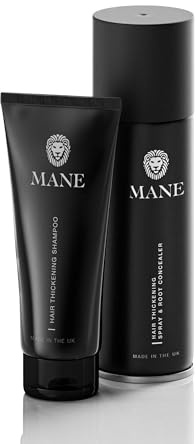 Mane Hair Thickening Spray 200 ml Light Brown and a Mane Hair Thickening Shampoo