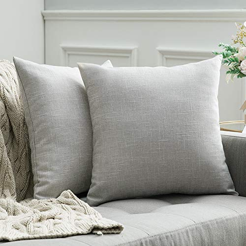 MIULEE Kissenbezüge Kissenhülle Dekokissen Leinen-Optik Dekorative Kissenbezug Sofakissen Couchkissen Deko Kreuz mit Verstecktem Reißverschluss für Sofa Schlafzimmer 2er Set 40x40 cm Weiß und Grau