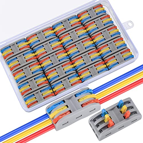 Kompakten Steckklemmen, 20 Stk Lüsterklemmen Set,Push Kabelverbinder, Verbindungsklemmen, 6-Loch-Multicolor Klemmenblock, Feder, elektrische Drahtkabelverbinder Drahtverbinder