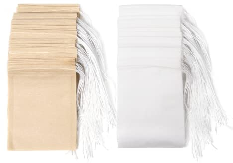 Lot de 200 sachets à thé jetables avec cordon de serrage, sachets de thé pour thé en vrac (6 x 8 cm)