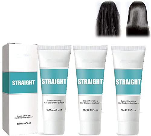 Anshka Crema alisadora de cabello correctora de proteínas, seda y brillo, colágeno nutritivo y alisador rápido, unisex, aroma fresco, natural y nutritivo, cabello rizado y dañado, 3 piezas