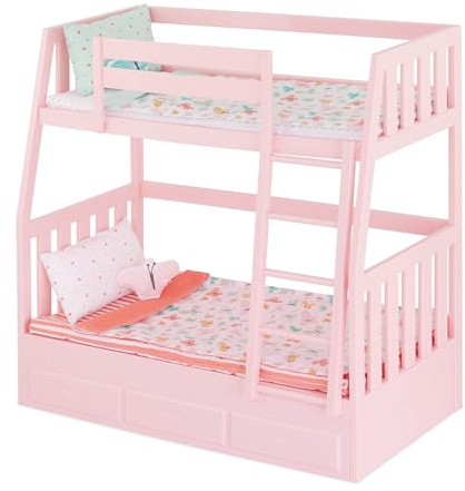 Our Generation - Pink Bunk Bed - Butterfly Themed Bed Set - Accessories for 18 Inch Dolls - Pretend Play - Toys for Kids 3 and Up - Dreams for Two