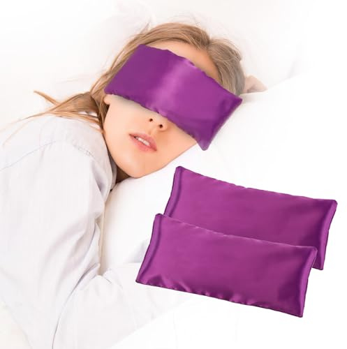 okmaba Lavender Weighted Eye Pillow, Yoga Eye Pillow, Moist Heat Eye Compress for Dry Eyes, Eye Pillows for Relaxation, Sleeping, Meditation (Purple-2Pcs)