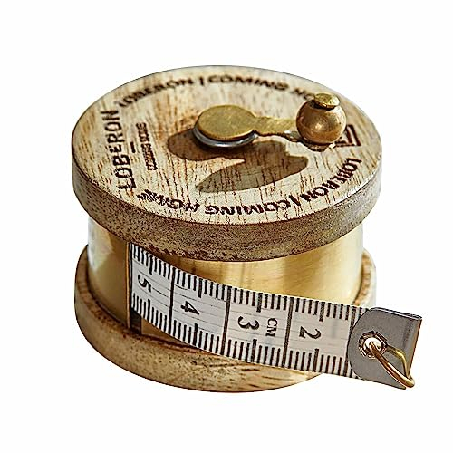 Loberon Maßband Lewiston, Maßbandlänge 1,5 m, praktisch & dekorativ, nostalgisch, Weihnachten, Geschenkidee, Mangoholz, Nylon, Messing, antikbraun