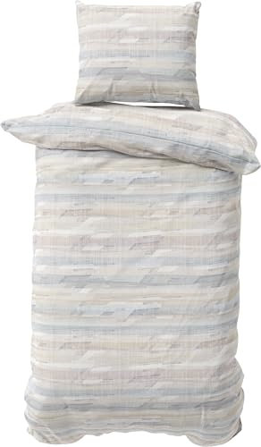 DILIOS Premium Bettwäsche 135x200 – 100% Baumwolle, ÖKO-TEX Zertifiziert, Renforcé, Atmungsaktiv & Antiallergisch, mit Reißverschluss, 2teilig – Bettbezug + Kissenbezug 80x80, Beige, Braun