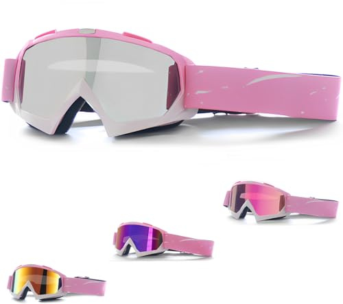 DONGZQAN Occhiali da sci da donna rosa, occhiali da sci per portatori di occhiali da donna, occhiali da sci unisex OTG con imbottitura in schiuma, adatti per sport all'aria aperta (C)