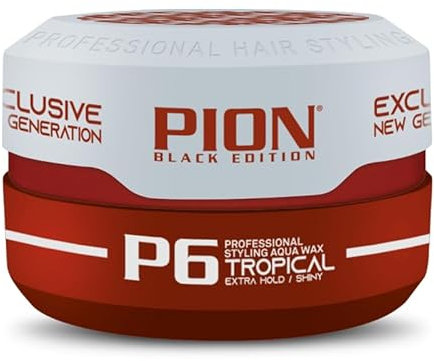 Pion Black Edition P6 Tropical Professional Hair Styling Wax 150 ml - Cire Coiffante Professionnelle Avec Tenue Extra et Aspect Brillant