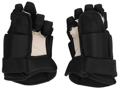 Zunate Eishockey-Handschuhe, 1 Paar, Schwarz, Atmungsaktiv, Hochpassend, Hakenverschluss, Vielseitige Schützende Eishockey-Handschuhe für Hockeyspieler