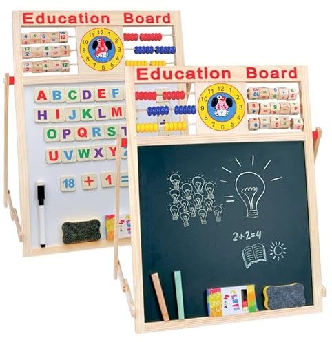 KUKUTrue® Juguetes Montessori 3 4 5 6, Juegos Niños 3 Años, Juegos Educativos Niños 3 Años, Pizarra Infantil Caballete, Aprende Números, Alfabeto, Regalo Niño Niña 3-6