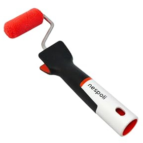 Nespoli - Mini Rullo per Pittura 6cm Trattato al Teflon Surface Protector, Rullo Pittura Oggetti e Fai da Te per Smalti Acqua e Solvente, Manico Ergonomico Soft Touch - Rilascio Vernice Efficiente
