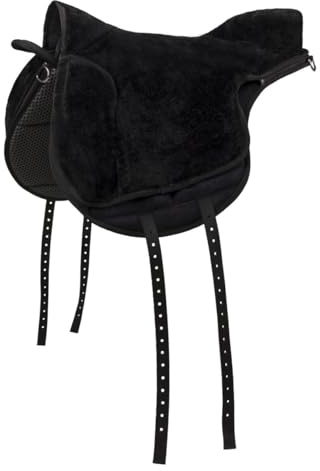 QHP - Bareback Pad Super Soft Riding Pad, Black, Soft (Black/Black, Full)