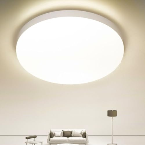 MGEELED Bathroom Ceiling Light, 36W 4200LM 4000K Natural White, 240W Equivalent, Waterproof IP44 Modern Flush Ceiling Lights for Living Room,Bedroom, Kitchen, Porch Ø23cm