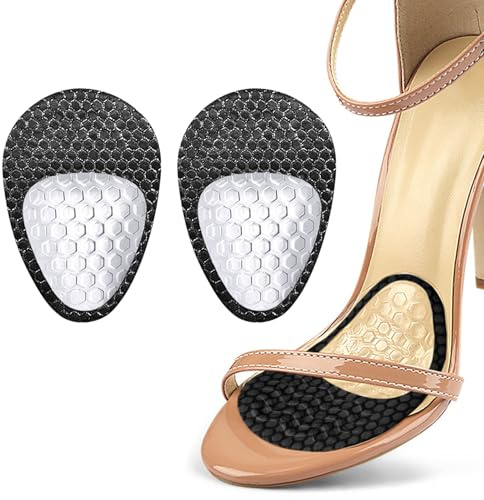 Fefod Almohadillas Plantares, 2 PCS Plantillas de Zapatos con Tacón Alto para Tecnología Gel Activ, Suave Cojín de Bola de Pie para Aliviar Antepié y Proteger Aliviar el Metatarso, Negro