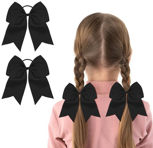 LOPHE 2 st hårrosetter för flickor, Swallowtailband elastiskt svart | Stora hästsvanshållare, skoltillbehörssats, julklapp, födelsedagspresent, mjuk stretch, säkert grepp, daglig styling