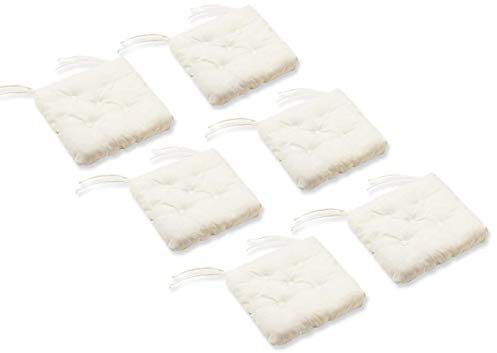 etérea Sitzkissen Stuhlkissen Elton, Sitzauflage Indoor und Outdoor geeignet, Dickes Polsterkissen ideal für Haus und Garten - 6er Set - 42x42 cm, Natur