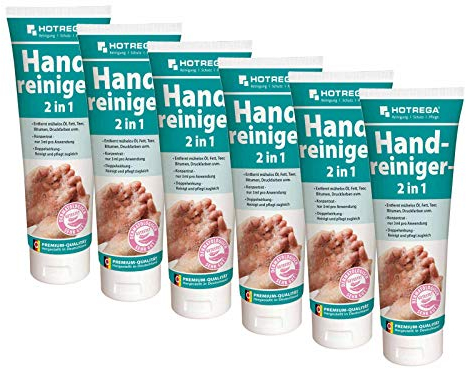 HOTREGA Handreiniger 2in1 | Profi Handwaschpaste mit Rückfettung, hautschonend ohne Mikroplastik | ideal für Werkstatt und Haushalt (250 ml (6er Pack))