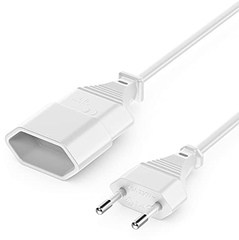 deleyCON 5m Rallonge Câble Euro Électrique Type C Fiche Euro Prise vers Type-C Euro Jack TV PC Moniteur Lampes Beamer Appareils Ménagers - Blanc