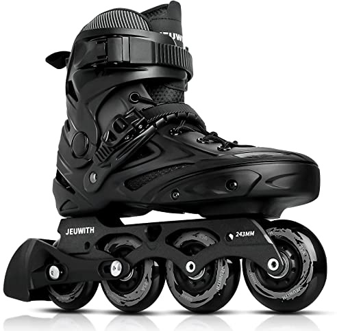 Patines en línea para mujeres y hombres, patines de calle para exteriores, adultos, hombres y mujeres, patines de fitness profesionales para unisex (negro) hombres 5-6/mujeres 6-7/9.6 pulgadas