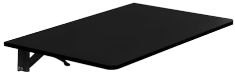 NICEME 60x40 cm Klappbarer Wandtisch, Wand montierter Klapptisch, schwimmender Schreibtisch Esstisch, Kleiner Wandtisch für Küche, Balkon Outdoor (Schwarz)