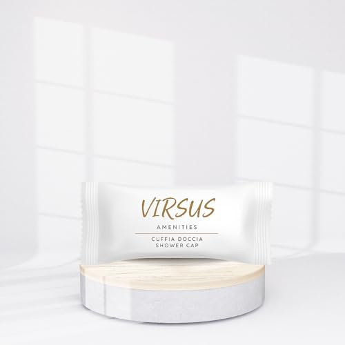 Virsus Cuffie Doccia monouso di colore Trasparente, copricapo Plissè Copri Testa e Capelli, Imbustata singolarmente, con elastico per Albergo Hotel B&B Host, Linea cortesia (50)
