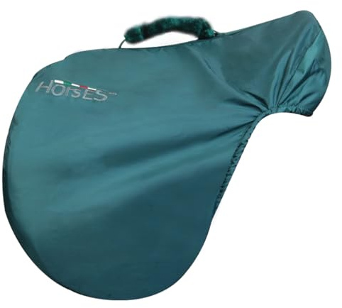 Horses Coprisella Nylon con Maniglia Verde, Adatto a più Misure di Selle, per Proteggere la Vostra Sella da Urti e Graffi, Resistente e Pratico