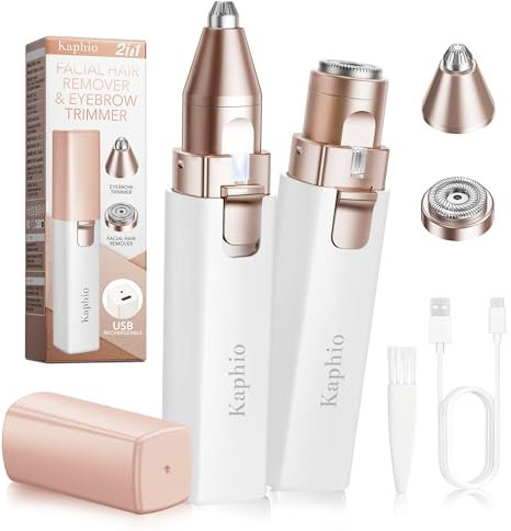 Gesicht - Augenbrauen Haarentferner für Frauen Wiederaufladbarer 2 in 1 Augenbrauentrimmer und Gesichtsrasierer für Frauen - Schmerzloses elektrisches Haarentfernungsgerät für Gesicht Augenbrauen