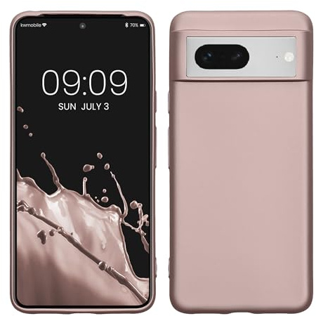 kwmobile Handyhülle für Google Pixel 8 Hülle - Silikon Case metallisch schimmernd - Schutzhülle Cover - Metallic Arctic Berry