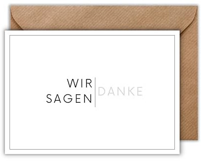 Dankeskarte „Wir sagen Danke“ – Schlichte Danksagungskarte für Freunde, Familie, Kollegen oder Chef – DIN A6 – Hochwertige 300g/m² Grußkarte für Dankbarkeit, Wertschätzung & Abschied