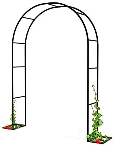 Iron Garden Pavilion Arch Flower Stand for Rose Clematis and Climbing Plants Black (240cm)
