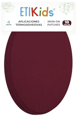 4 Burgundy Iron-On Fabric Repair Patches – Knee & Elbow Patches for Clothes, Trousers, Jackets, Sweaters & Shirts, 16 x 10 cm