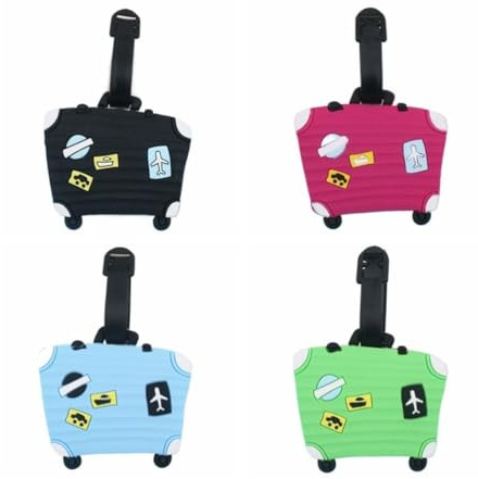 Etiquetas de Equipaje, 4 Piezas Etiquetas de Equipaje de Silicona Baggage Etiquetas Coloridos Etiqueta Maleta Viaje para Identificar el Equipaje, Etiquetas de Identificación de Equipaje