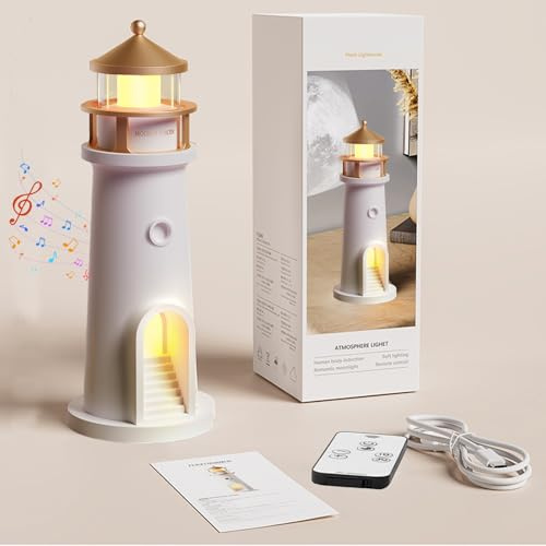 LUKIUP Leuchtturm Deko, LED Mondlicht Projektor Lampe mit Fernbedienung und Bluetooth, Projektion Leuchtturm Lampe, Leuchtfeuer mit Fernbedienung,Leuchtturm Geschenk,für Schlafzimmer Geburtstag