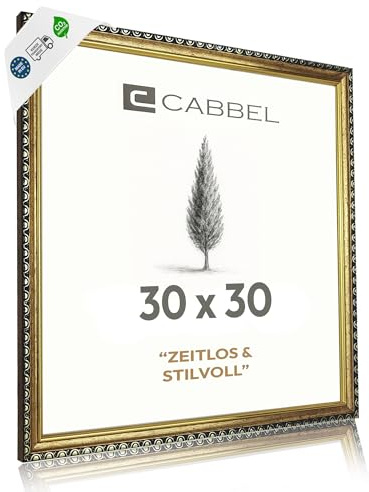 CABBEL Marco de fotos CELI 30x30 cm Dorado – Marco barroco vintage – Acrílico resistente – Para fotos y pósters – Decoración salón y oficina