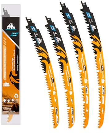 EXFEIN Hojas de sierra alternantes de dientes japoneses de 300mm*2 & 380mm*2, hojas de sierra de poda de madera de borde curvo 6TPI para podar árboles, cortar madera.