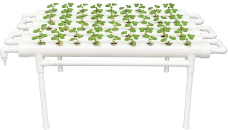 Taozhiyy Hydroponic Grow Kit 54 fori NFT System 102 x 62 x 35 cm, sistema di coltivazione idroponica con tubi in PVC U, sistema idroponico per erbe vegetali in casa e in ufficio