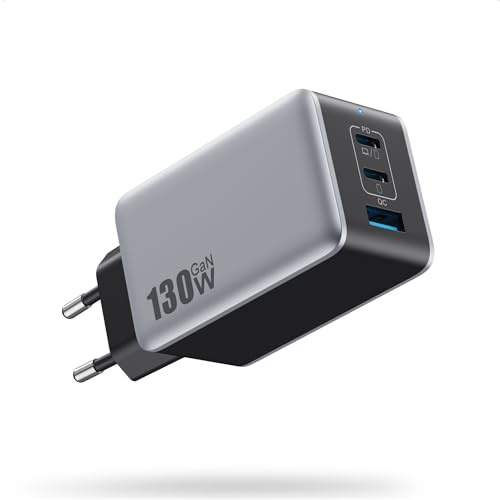 130 W USB-laddare C, kompakt och kraftfull: GaN IV-laddare med 3 portar, PD QC PPS snabbladdning USB-kontakt 65 W bärbar laddaradapter för MacBook Pro Air/i-Pad/i Phone 17 16 15 14 13 Pro Max/Galaxy