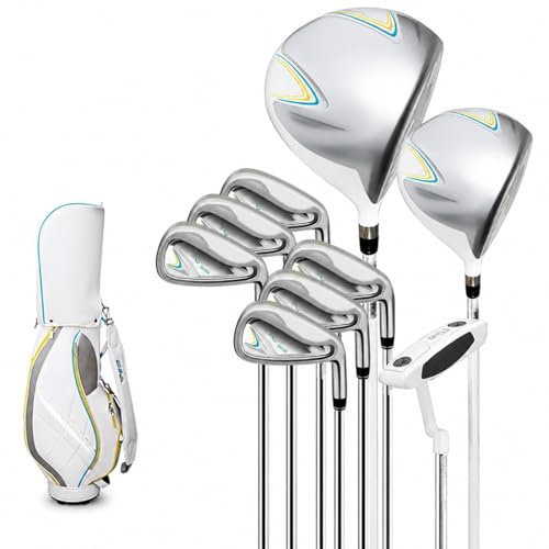 SZLIFE Set Mazze Golf Donne, 9 mazze complete con sacca standard, shaft in acciaio, .5°/58° in lega di titanio
